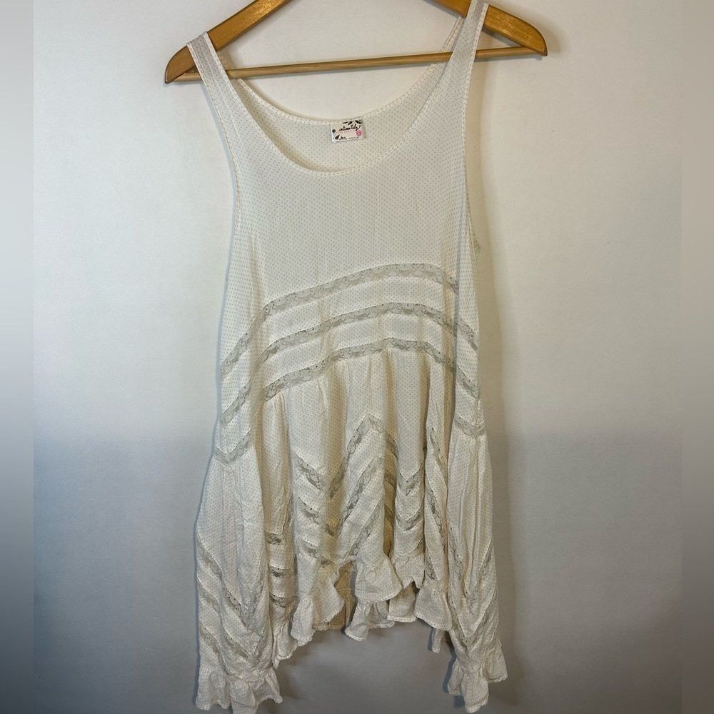 Intimately free people trapeze tank small off white polka dot tunic